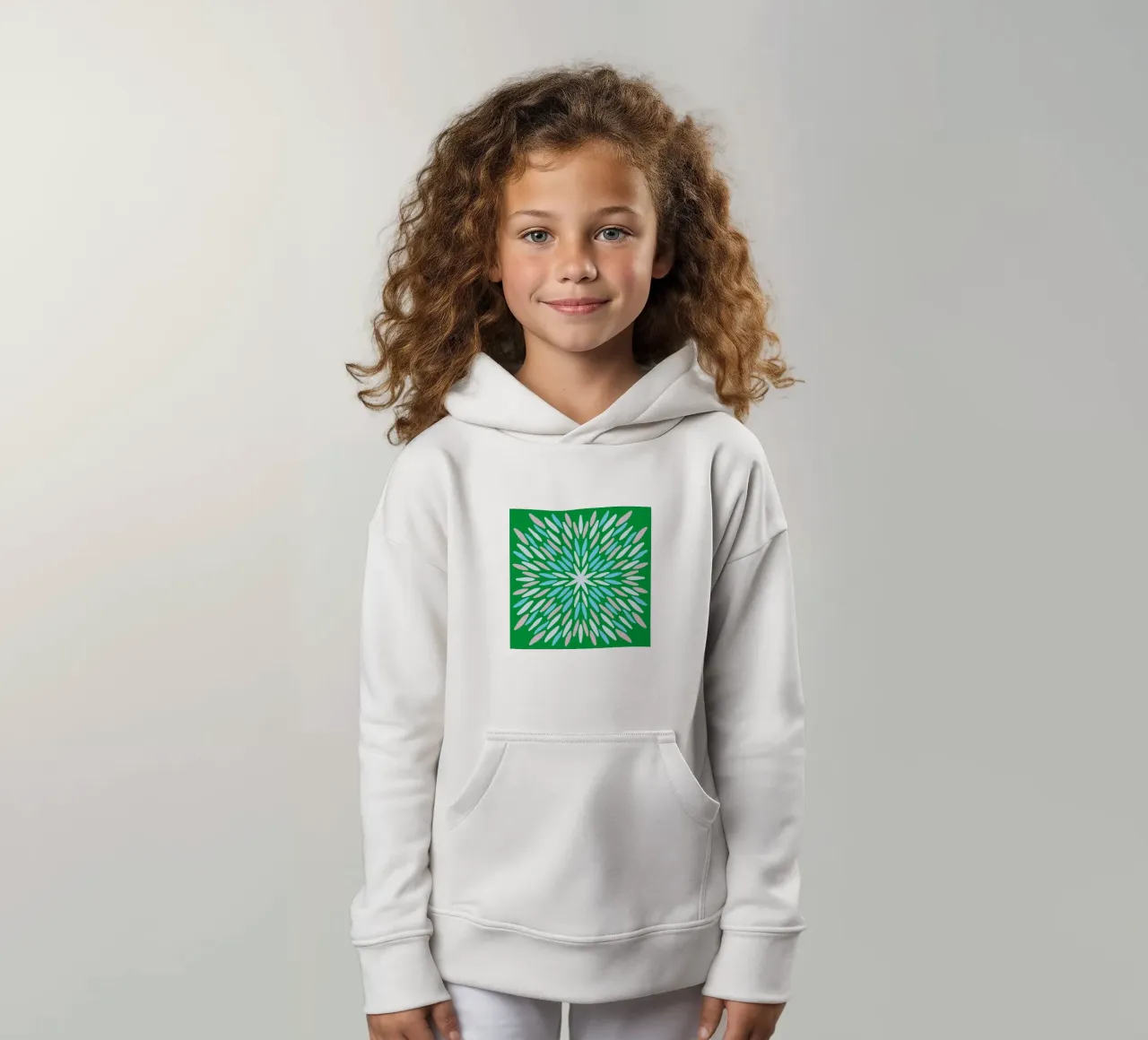 Petal burst - verde, blu e beige felpa bambino con cappuccio da Wackapacka