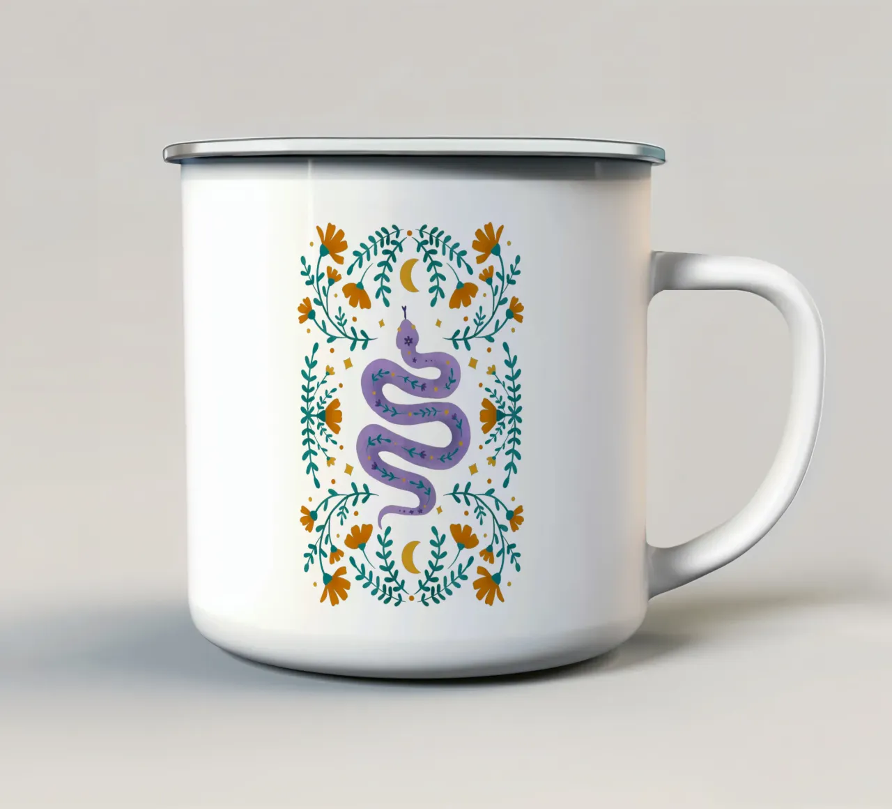 Serie mistica - Serpente viola tazza in smalto da Wackapacka