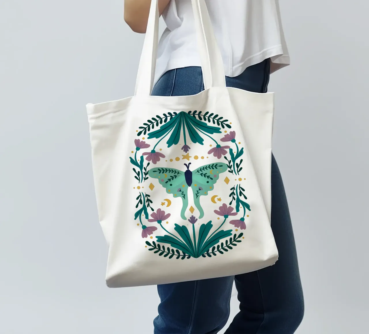 Mystical series - luna moth borsa in juta da Wackapacka