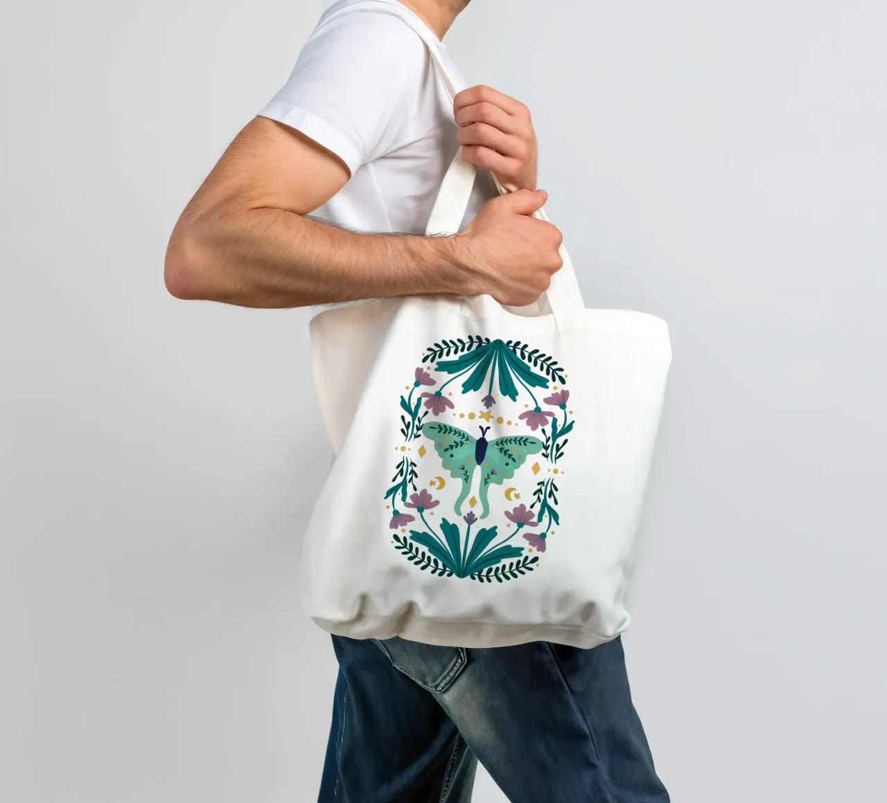 Mystical series - luna moth borsa in juta da Wackapacka