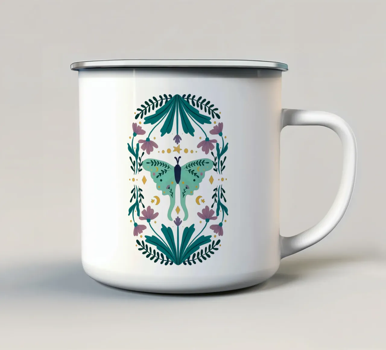 Mystical series - luna moth tazza in smalto da Wackapacka