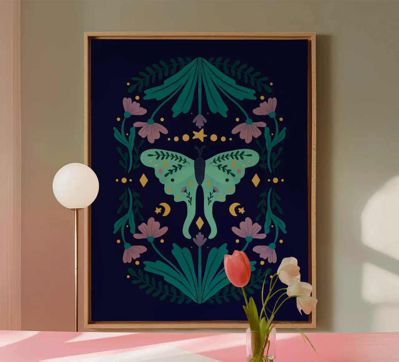 Mystical series - moon moth canvas with Floater frame by Wackapacka