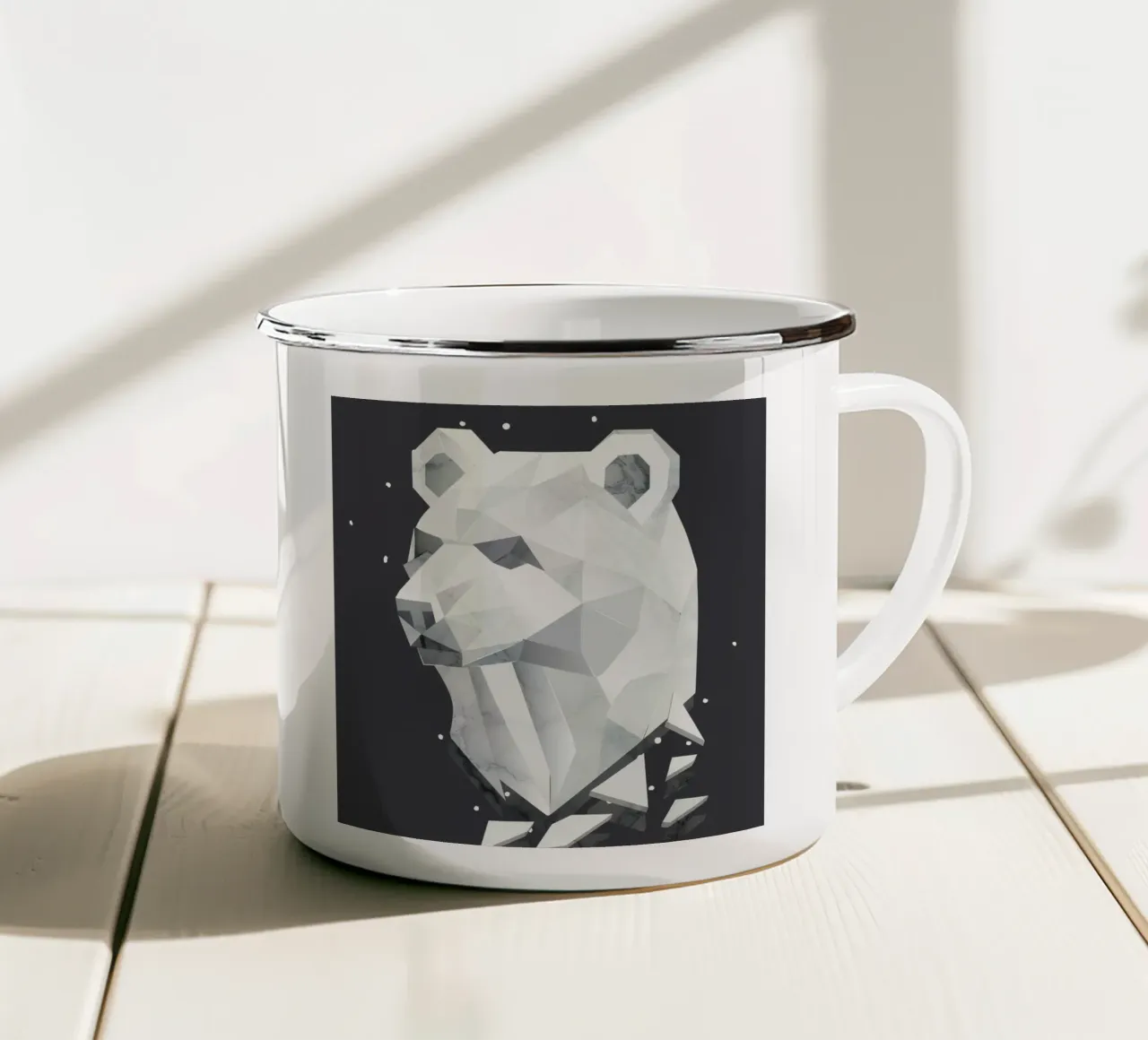 Testa d'orso geometrica - forza e tranquillità tazza in smalto da namosh