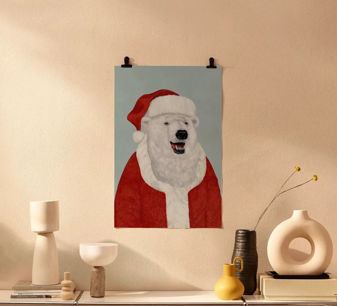 Polar Bear Santa poster by Animal Crew