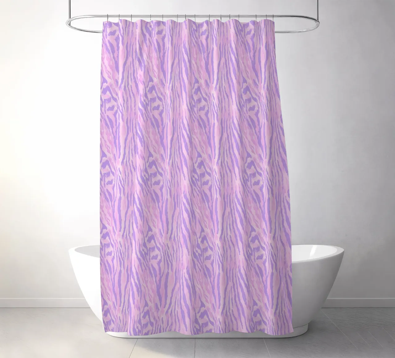 Pink Tiger Pattern Zebra Animal Print Preppy Y2K Hip-Hop cortina de baño de Gentle Echoes Art