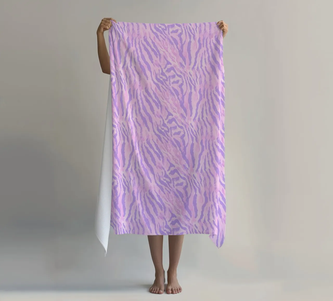 Pink Tiger Pattern Zebra Animal Print Preppy Y2K Hip-Hop toalla de playa de Gentle Echoes Art