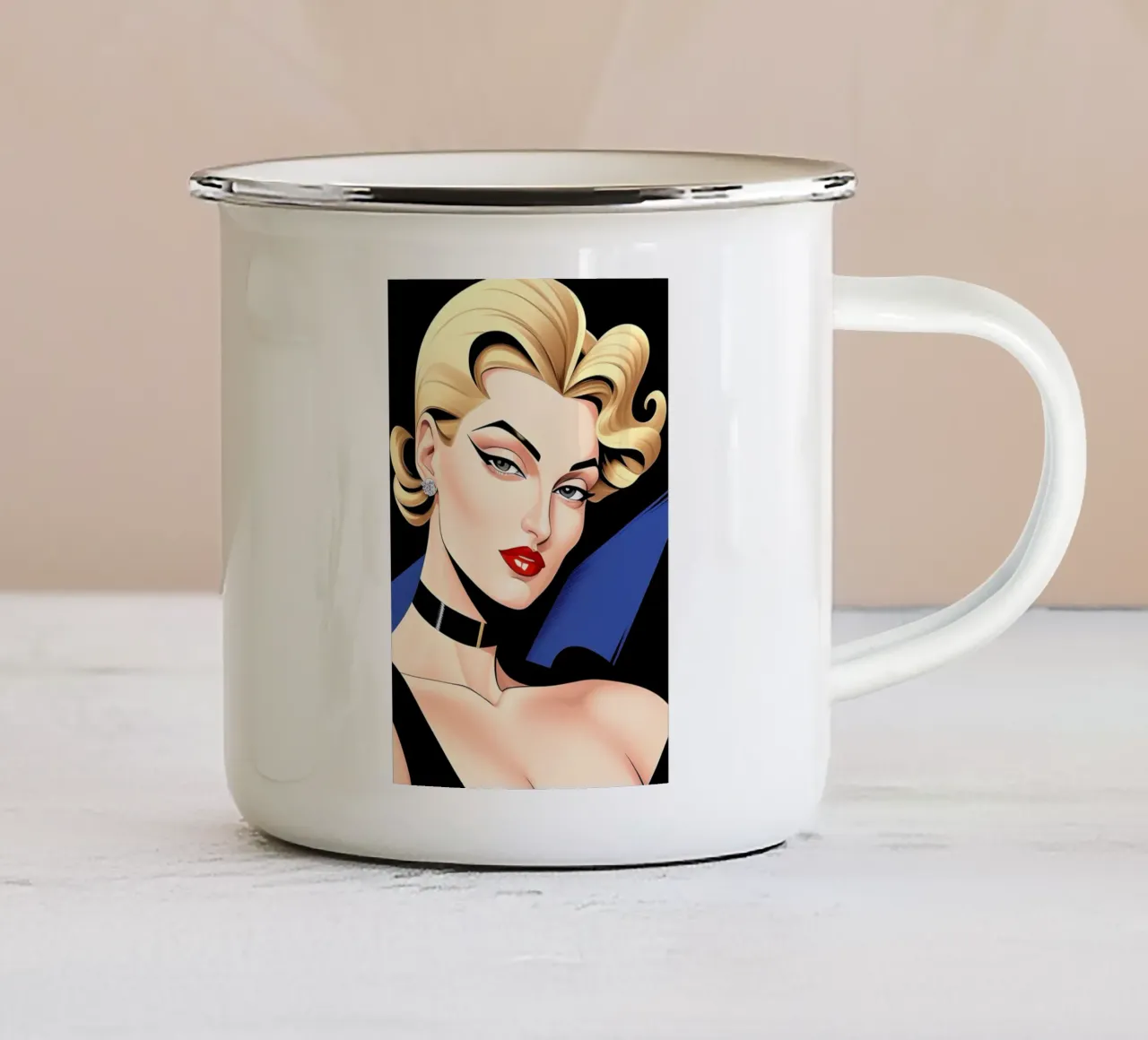 ESTILO DE MODA taza de esmalte de ART DECO