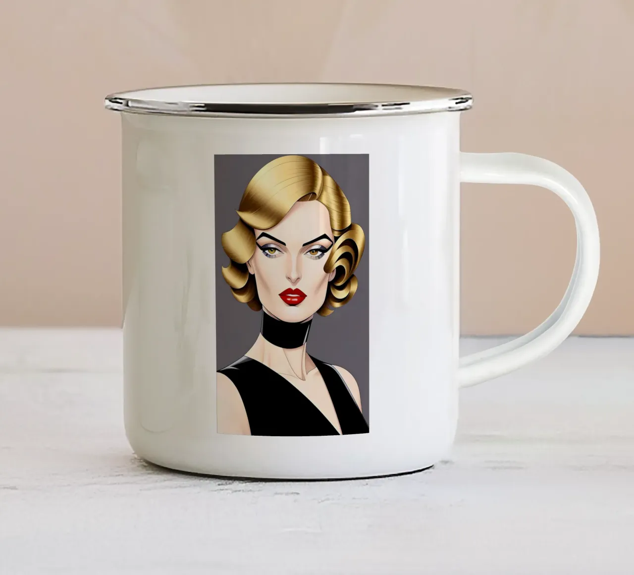FASCINO VINTAGE tazza in smalto da ART DECO