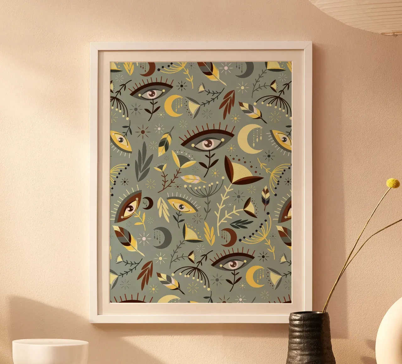 Flowers & Feathers poster with plastic frame by susanapaz