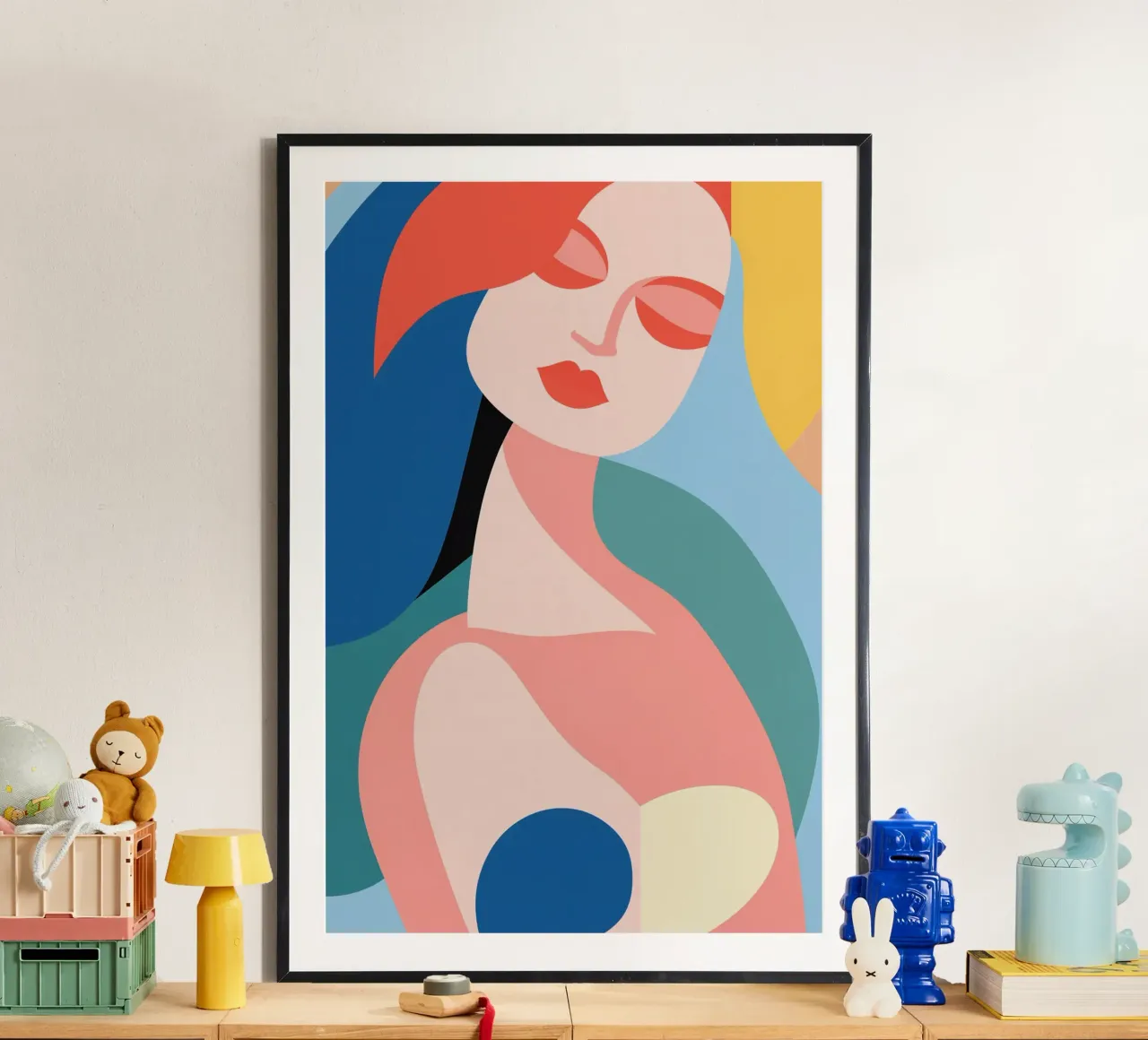 Astrazione femminile a pastello poster con telaio in plastica da Autofocus