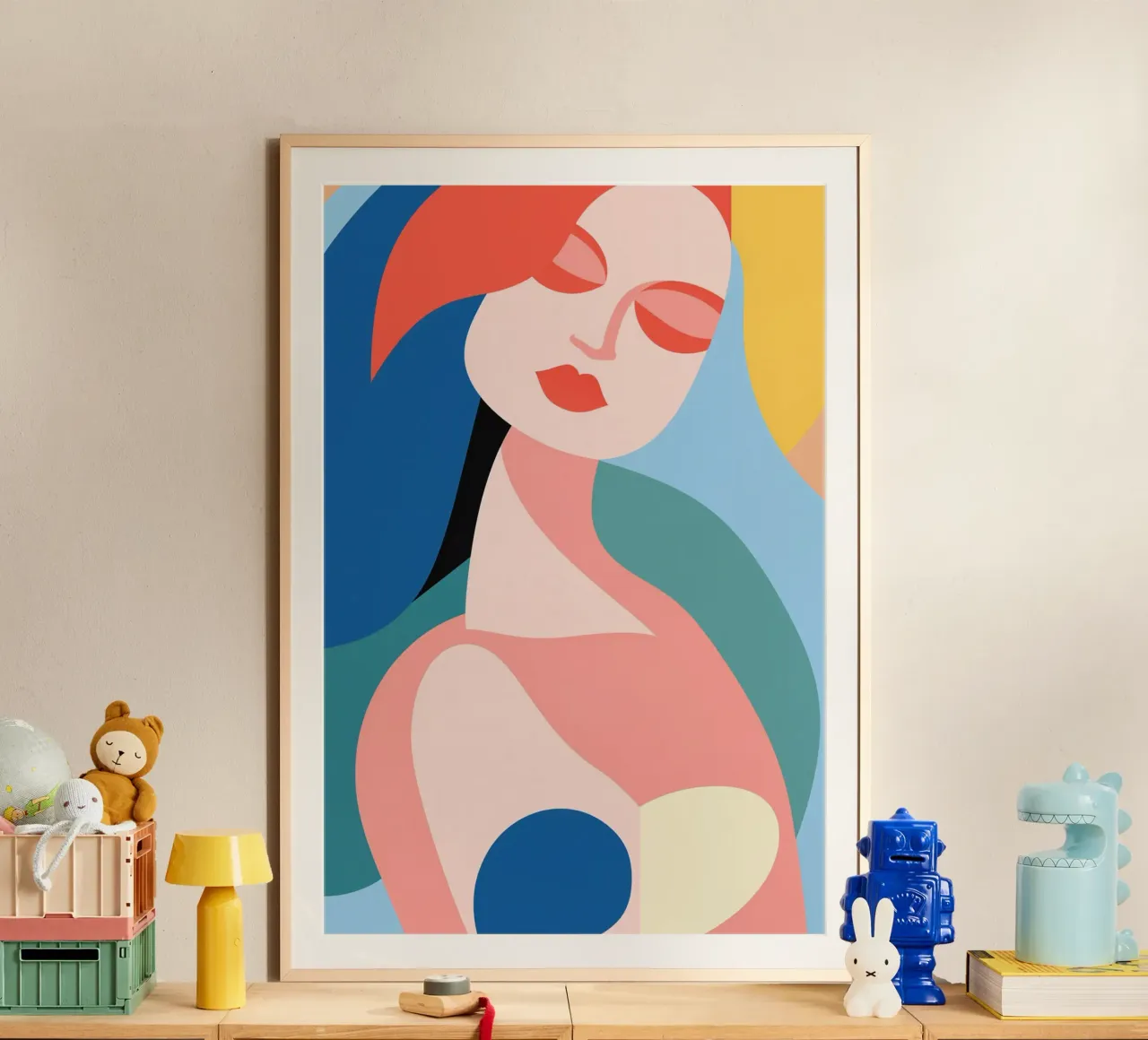 Astrazione femminile a pastello poster con telaio in plastica da Autofocus