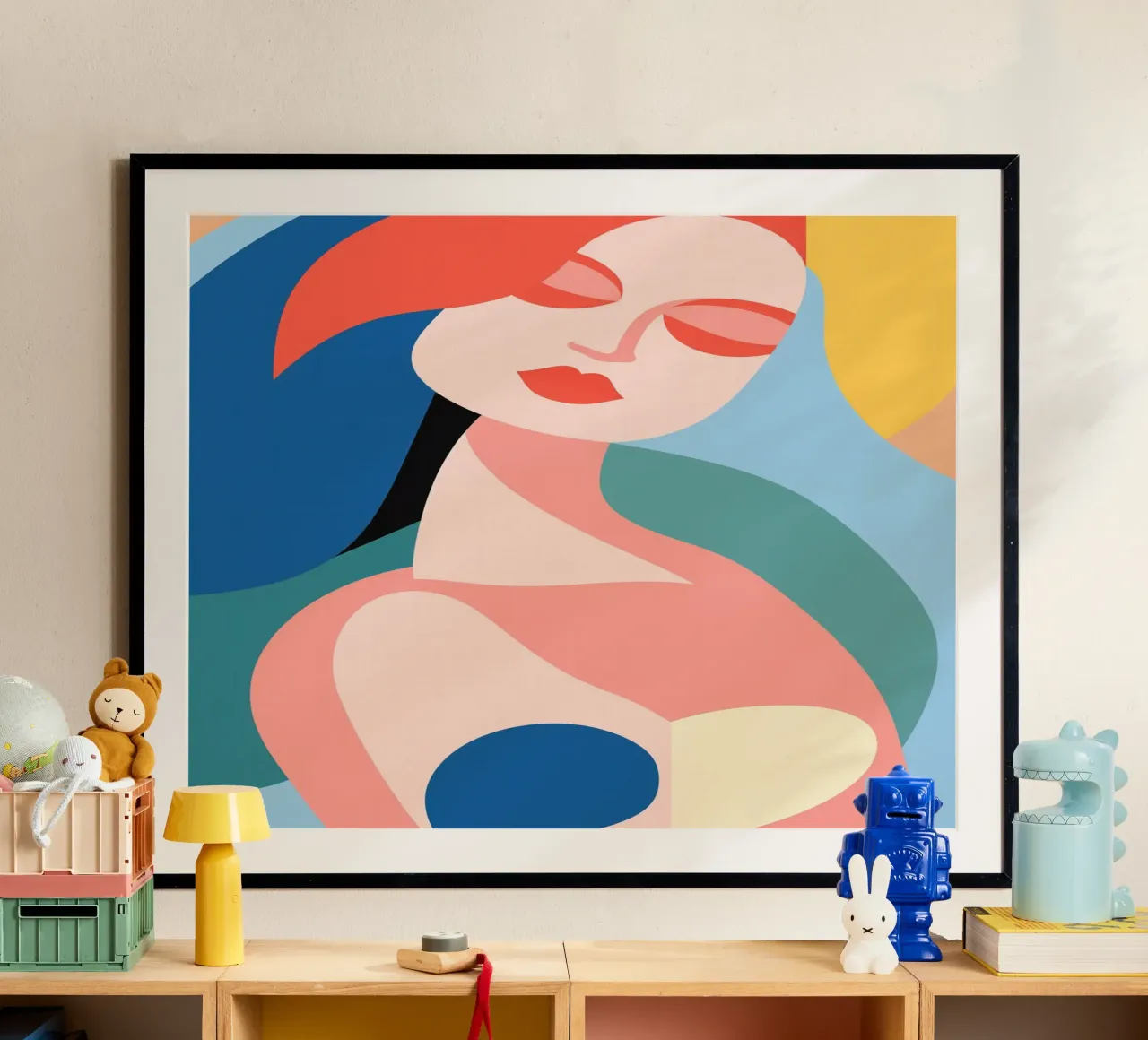 Astrazione femminile a pastello poster con telaio in plastica da Autofocus