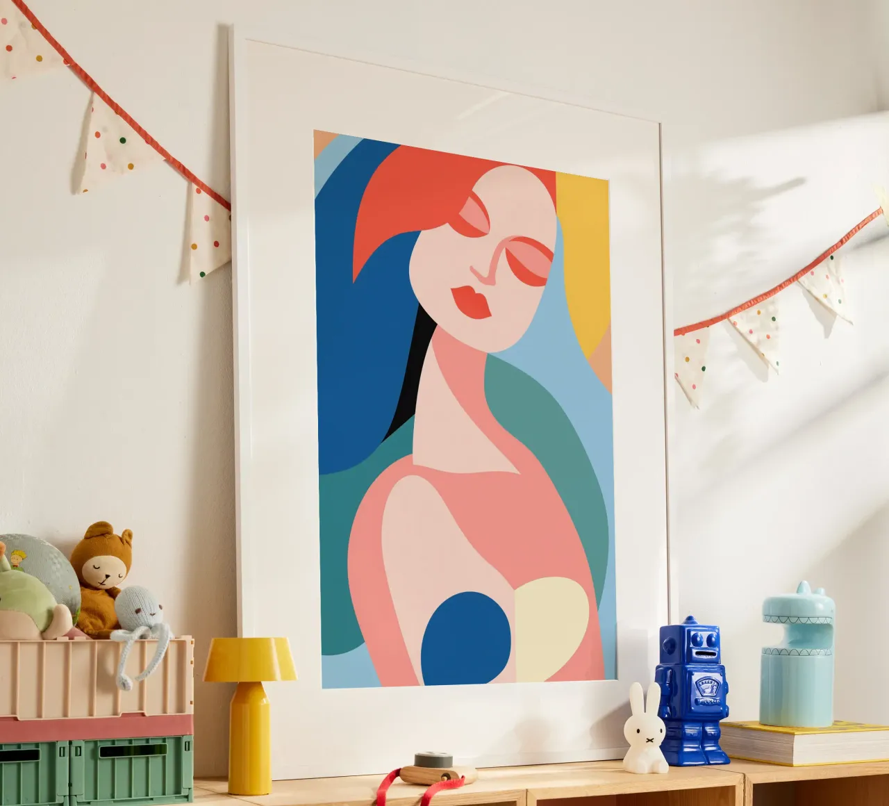 Astrazione femminile a pastello poster con telaio in plastica da Autofocus