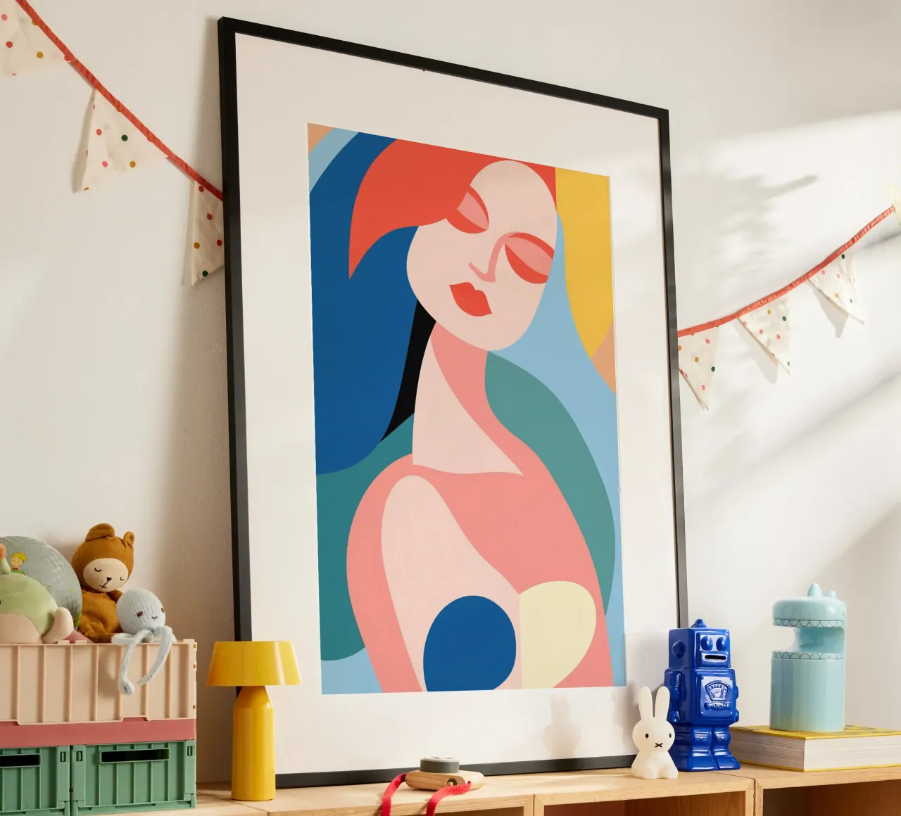 Astrazione femminile a pastello poster con telaio in plastica da Autofocus