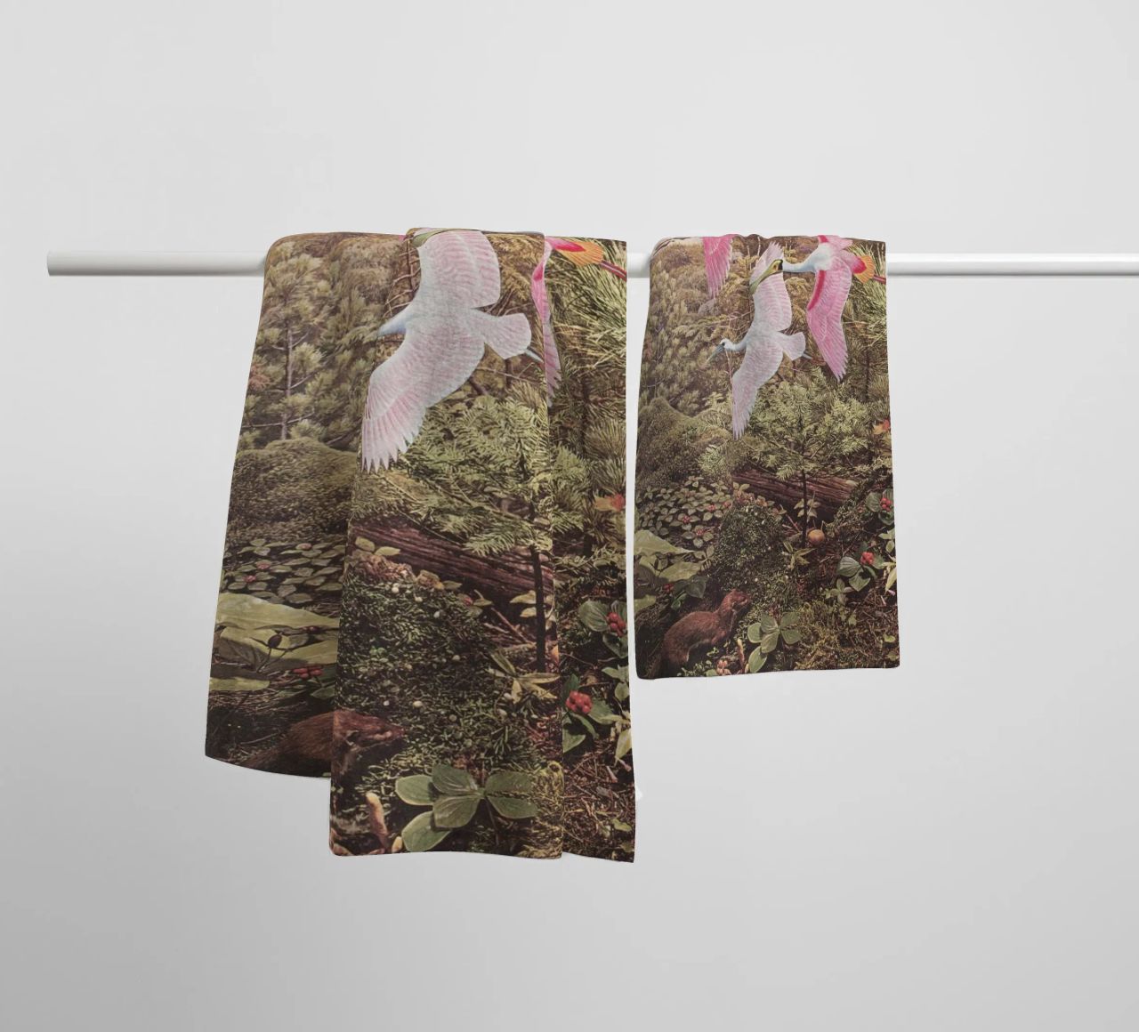Flight of the Spoonbills towel by Cassia Beck Collage