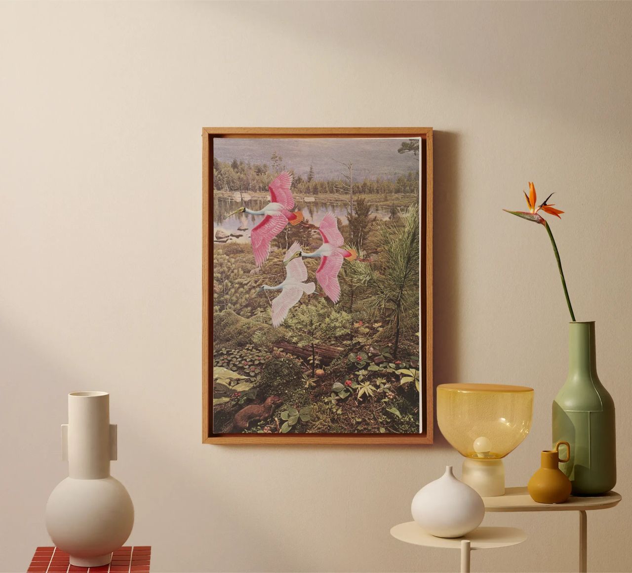 Flight of the Spoonbills canvas by Cassia Beck Collage