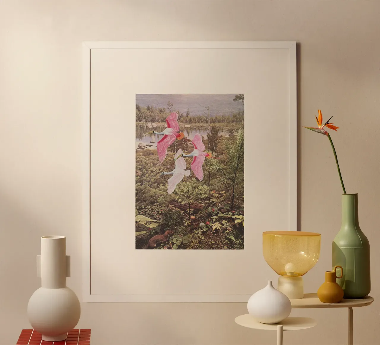 Flight of the Spoonbills poster by Cassia Beck Collage