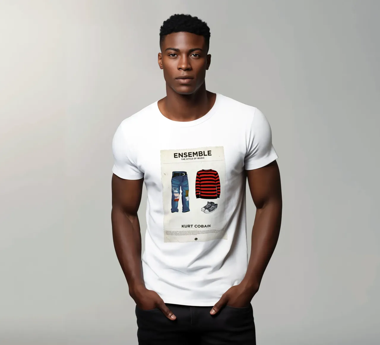 Ensemble Kurt Cobain t-shirt da Moxy Creative House