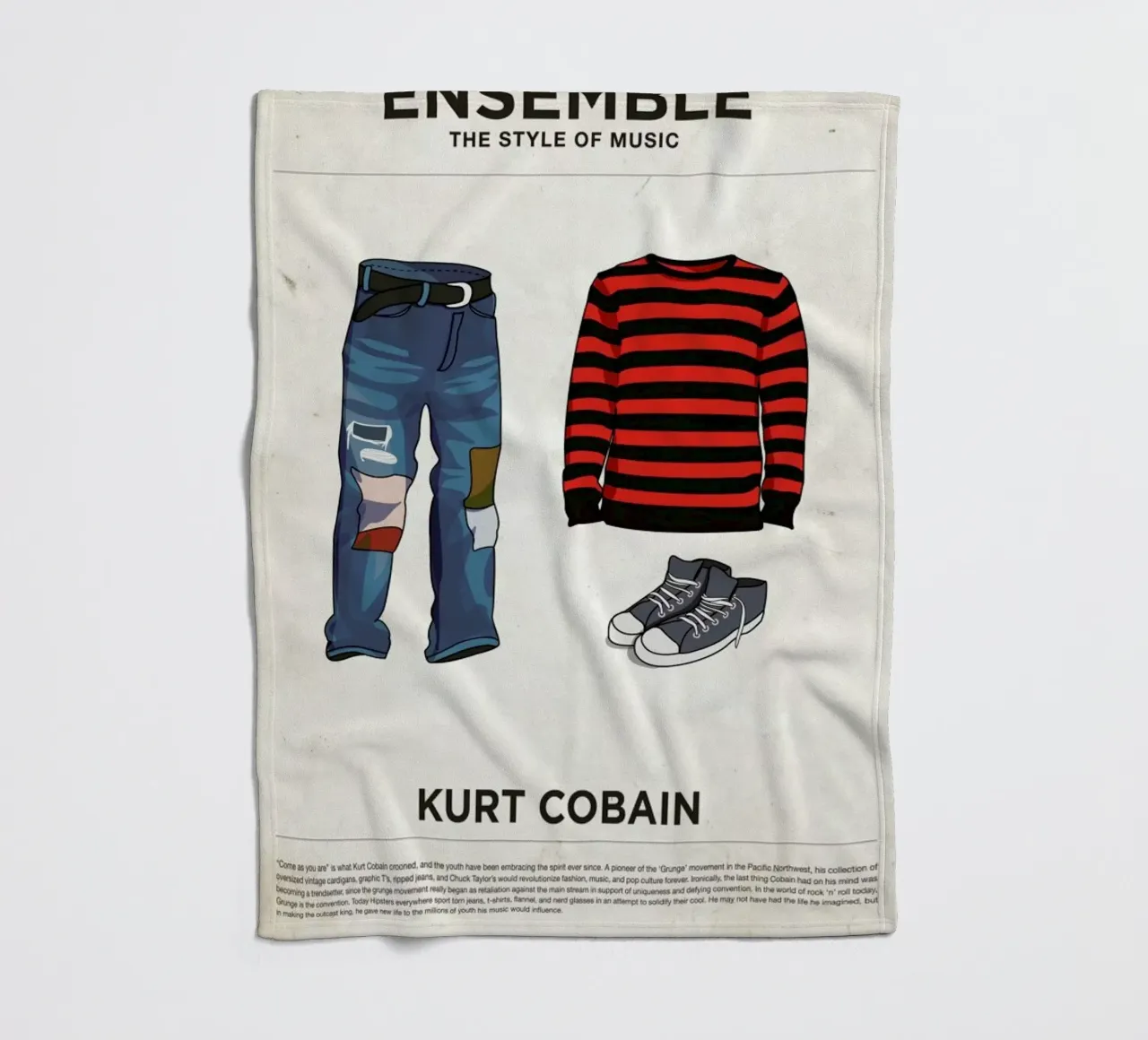 Ensemble Kurt Cobain coperta in pile da Moxy Creative House