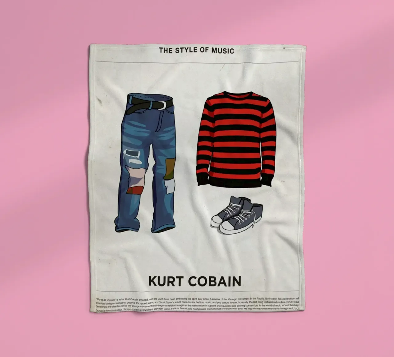 Ensemble Kurt Cobain coperta in pile da Moxy Creative House
