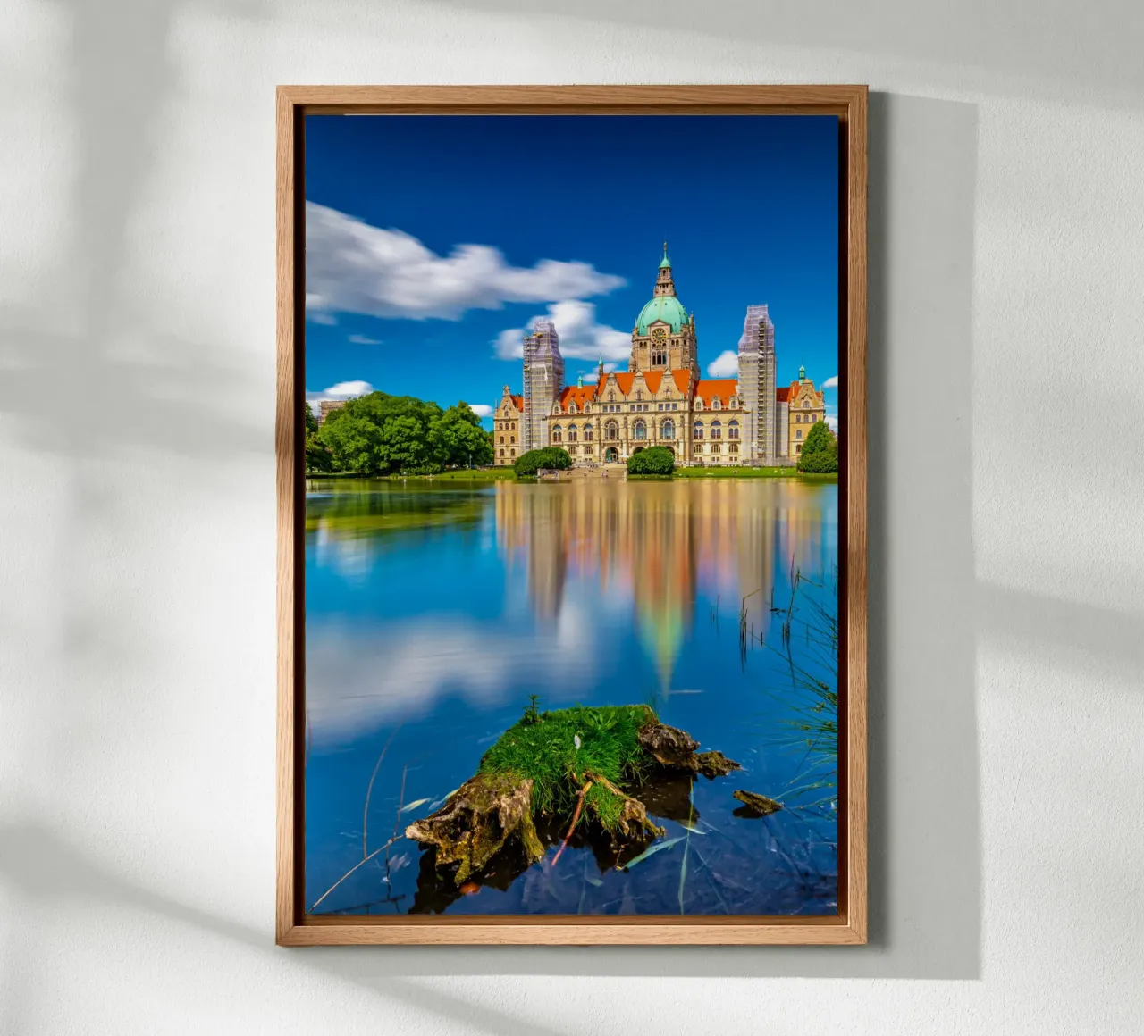 Neues Rathaus in Hannover Leinwand mit Schattenfugenrahmen von Marcus Beckert | Fotografie