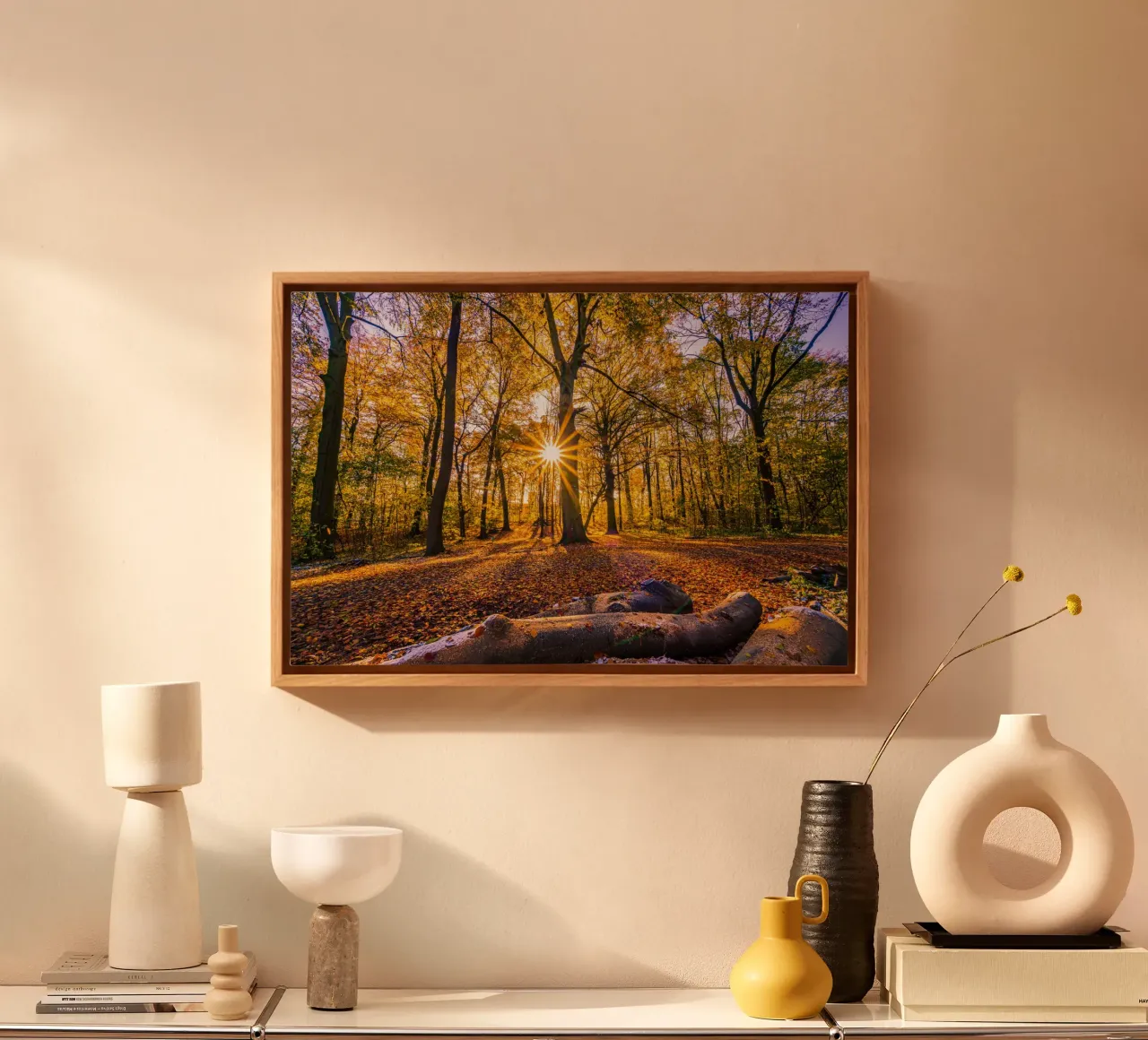Sun star in the forest in autumn canvas by Marcus Beckert | Fotografie