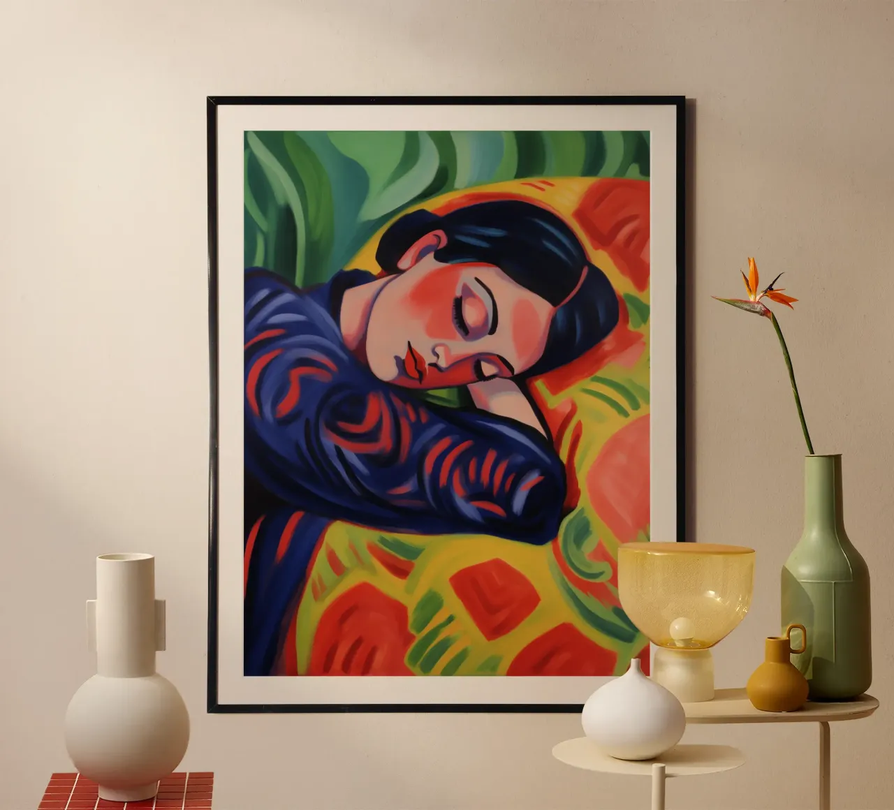 Ritratto fauvista di una donna dai colori vivaci carta hahnemühle da Autofocus
