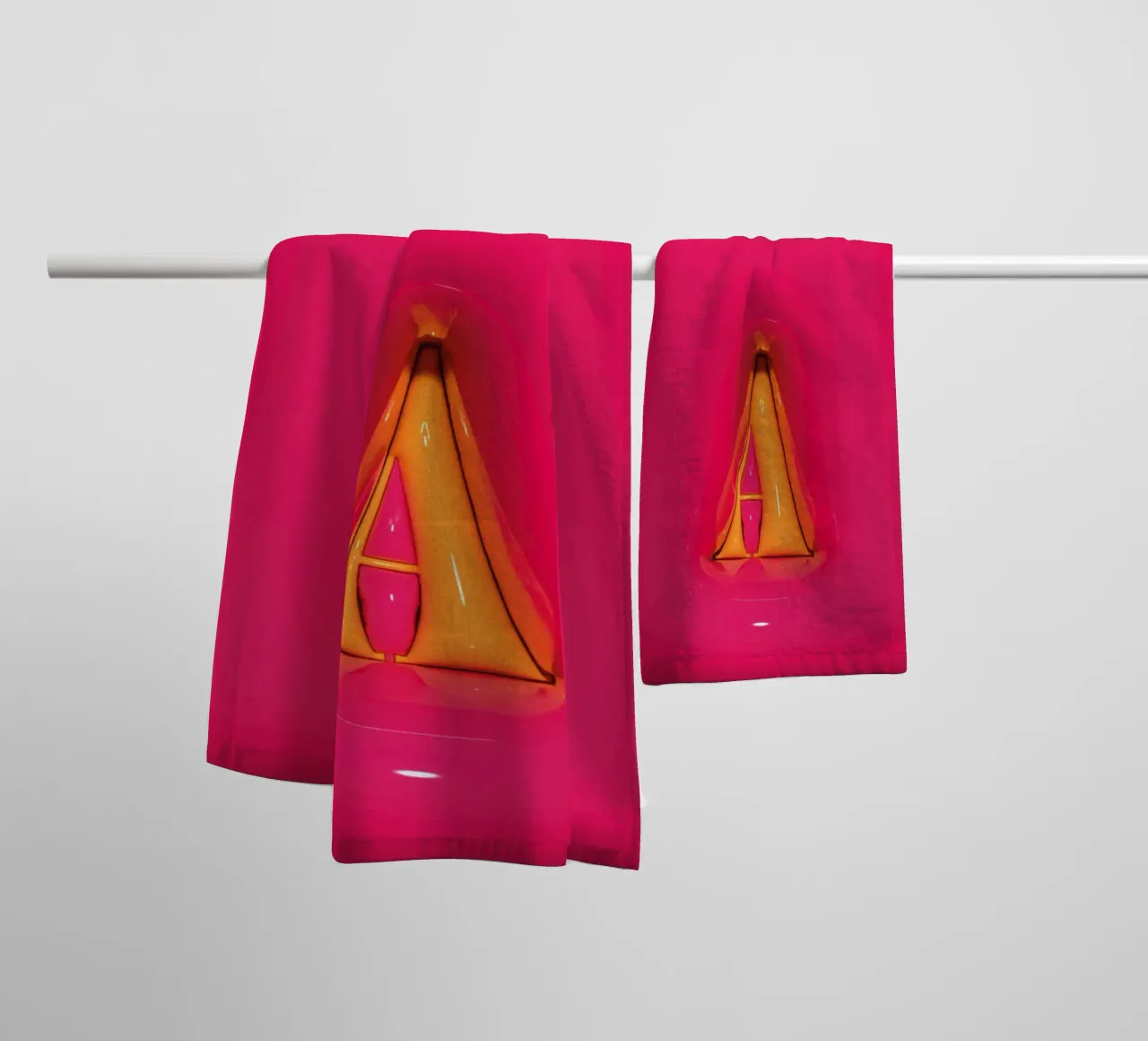 Bubblegum Inflate Initials A Pink towel by Malou-Studio