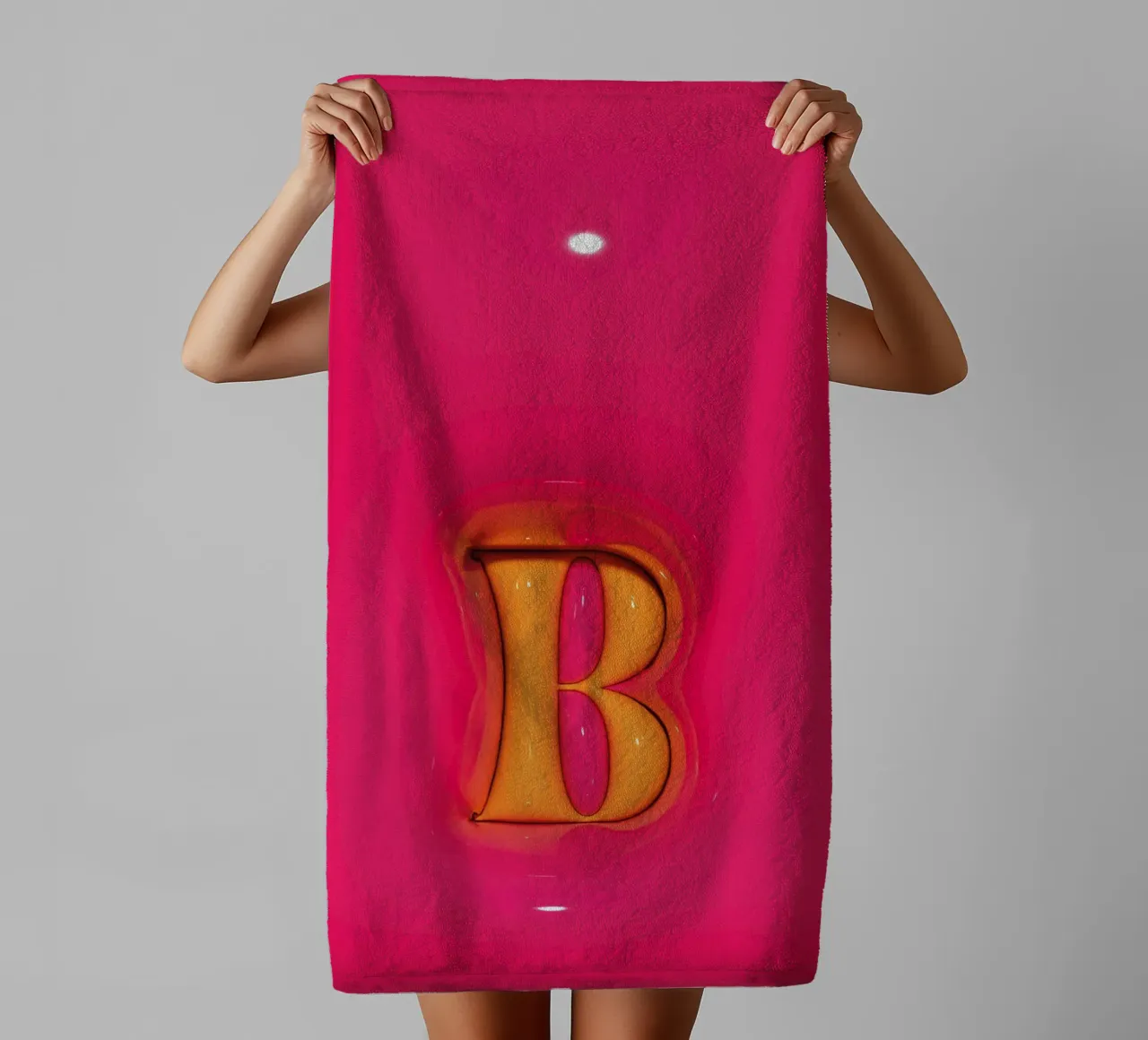 Bubblegum Inflate Initials B Pink towel by Malou-Studio