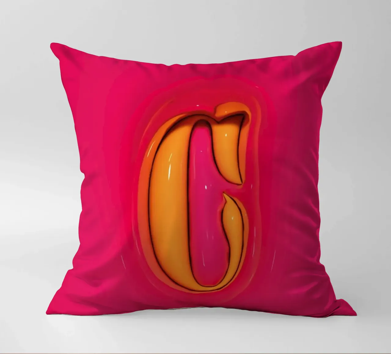 Gonfiaggio Bubblegum Iniziali C Rosa cuscino da Malou-Studio