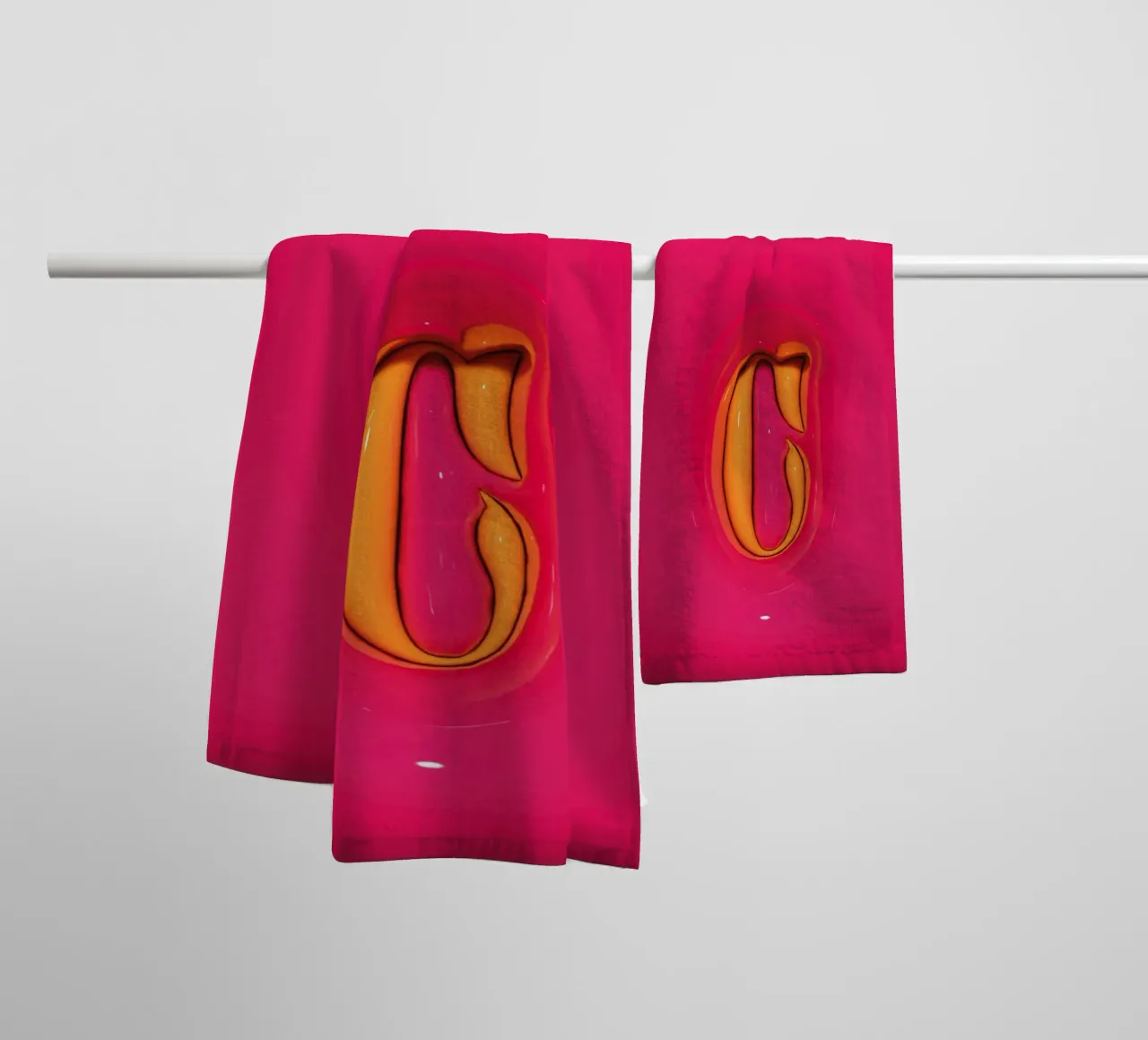 Bubblegum Inflate Initials C Pink towel by Malou-Studio
