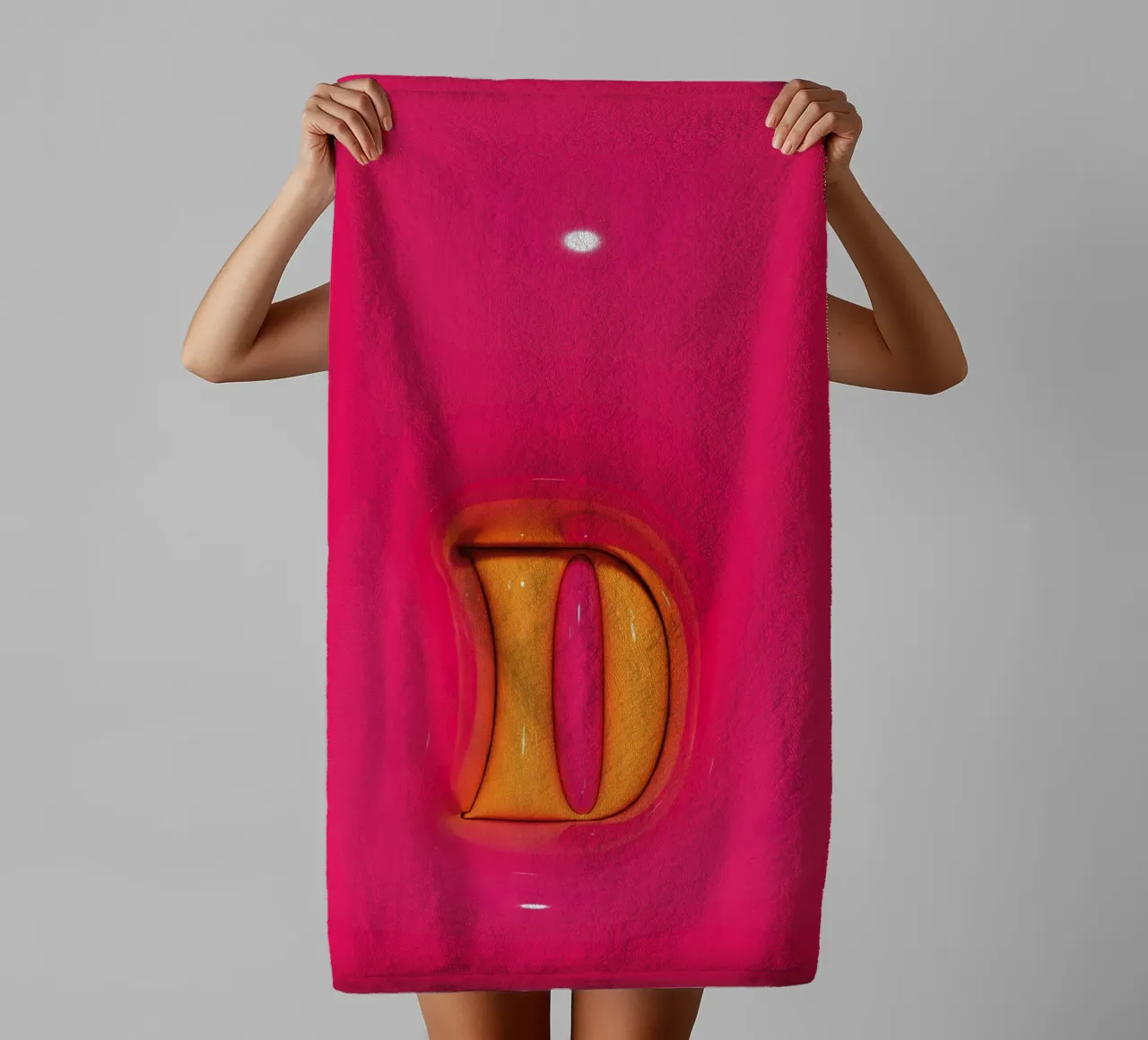 Bubblegum Inflate Initials D Pink towel by Malou-Studio