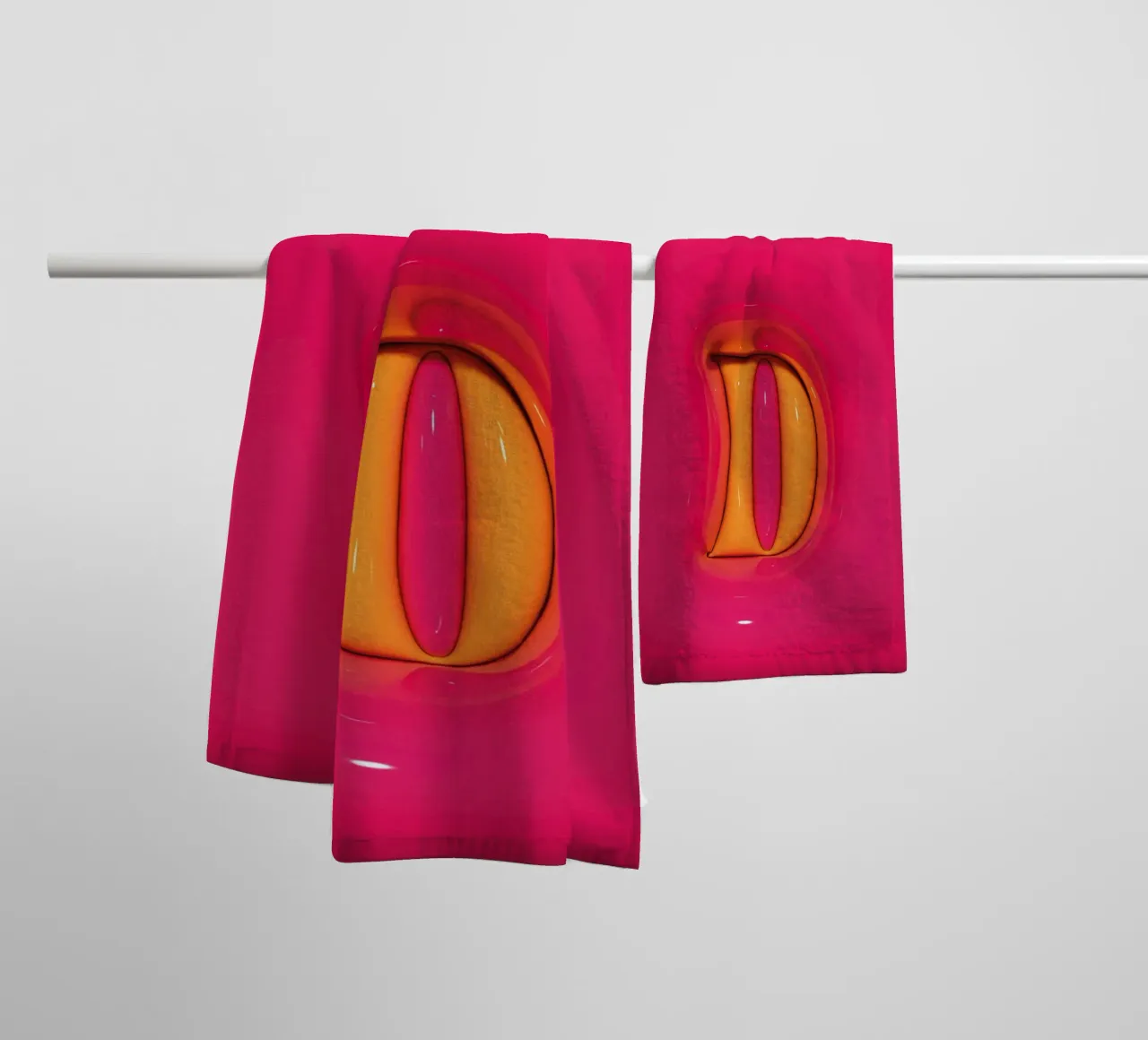 Bubblegum Inflate Initials D Pink towel by Malou-Studio