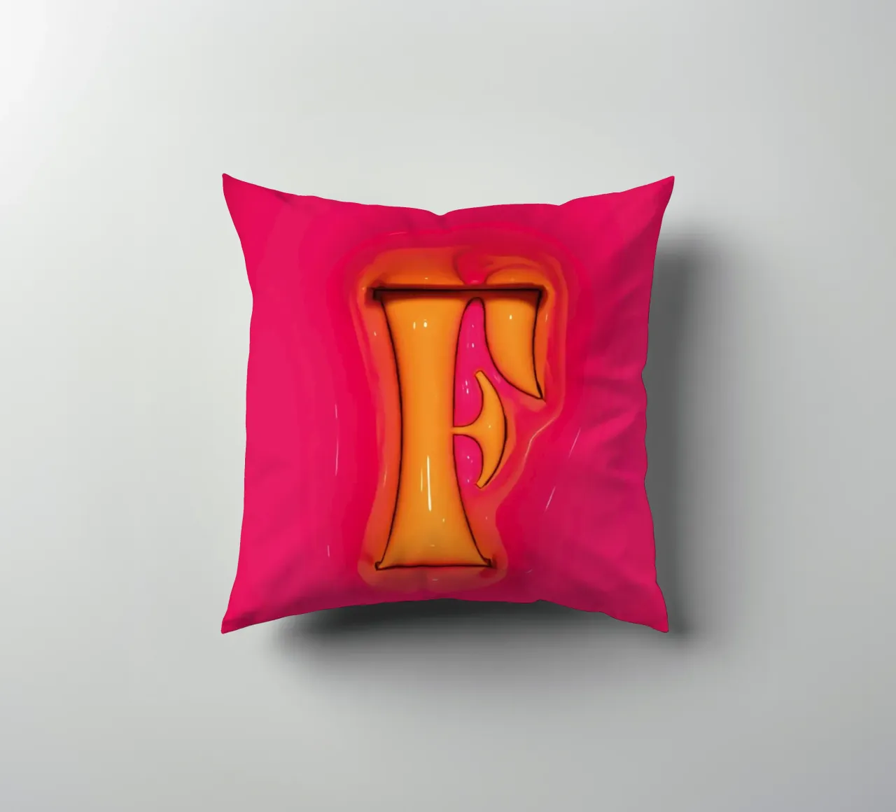 Gonfiaggio Bubblegum Iniziali F Rosa cuscino da Malou-Studio