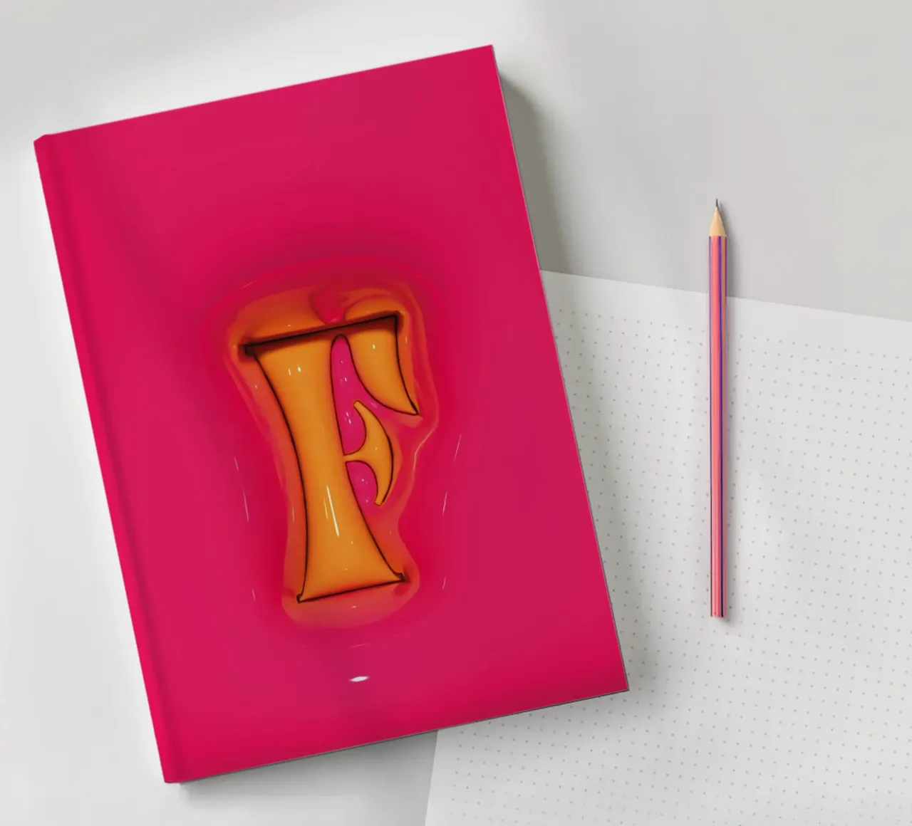Bubblegum Inflate Initials F Pink notebook by Malou-Studio