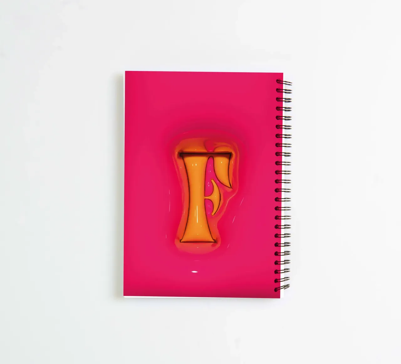Bubblegum Inflate Initials F Pink spiral notebook by Malou-Studio
