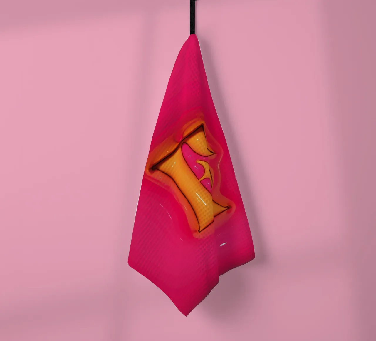 Bubblegum Inflate Initials F Pink torchon de Malou-Studio