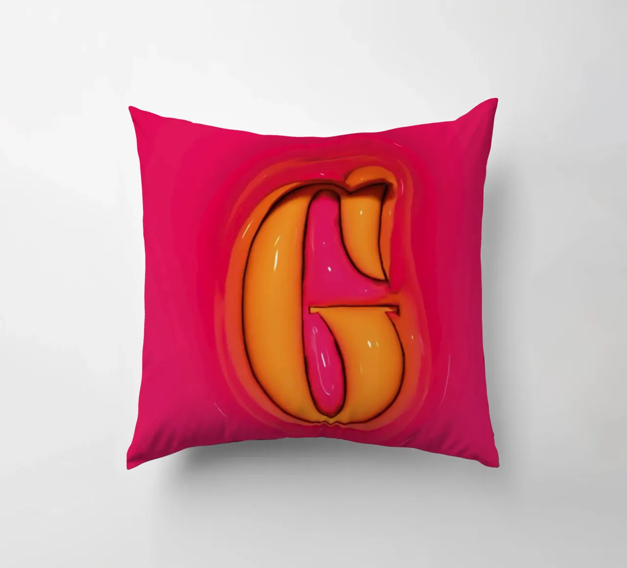 Gonfiaggio Bubblegum Iniziali G Rosa cuscino da Malou-Studio