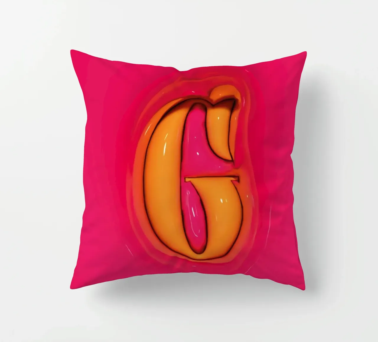Gonfiaggio Bubblegum Iniziali G Rosa cuscino da Malou-Studio