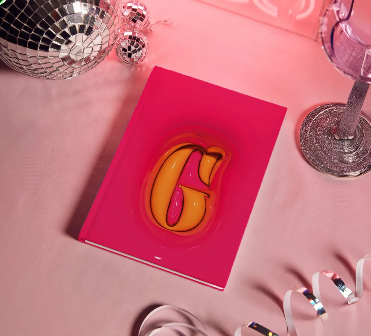 Bubblegum Inflate Initials G Pink notebook by Malou-Studio