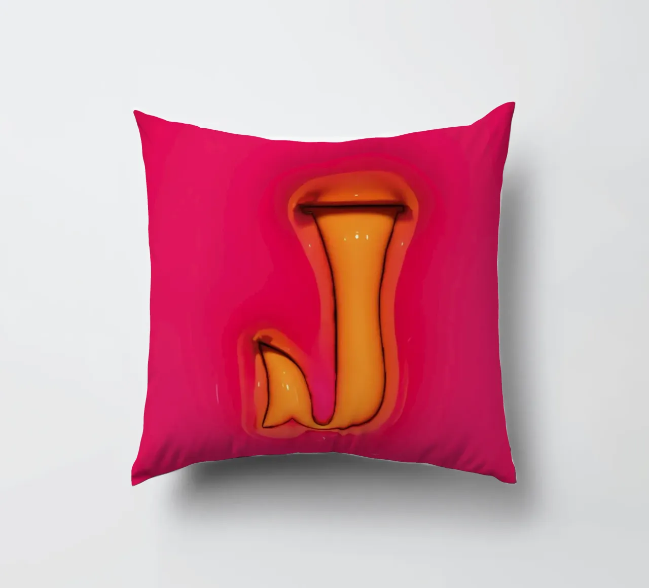 Bubblegum Inflate Initials J Pink decorative cushion by Malou-Studio