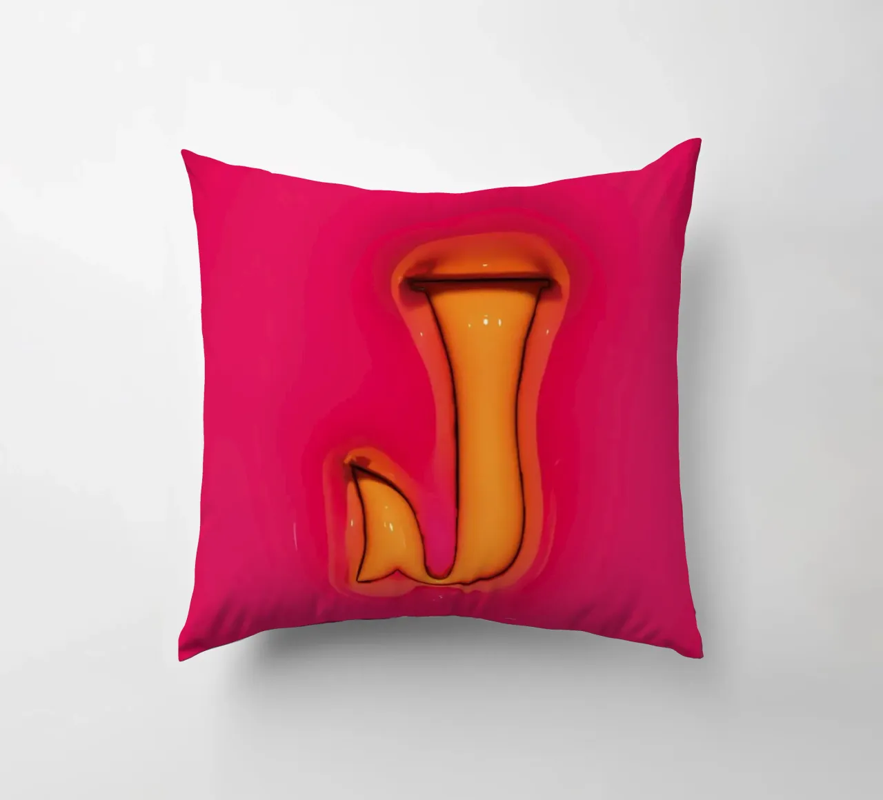 Bubblegum Inflate Initials J Pink decorative cushion by Malou-Studio