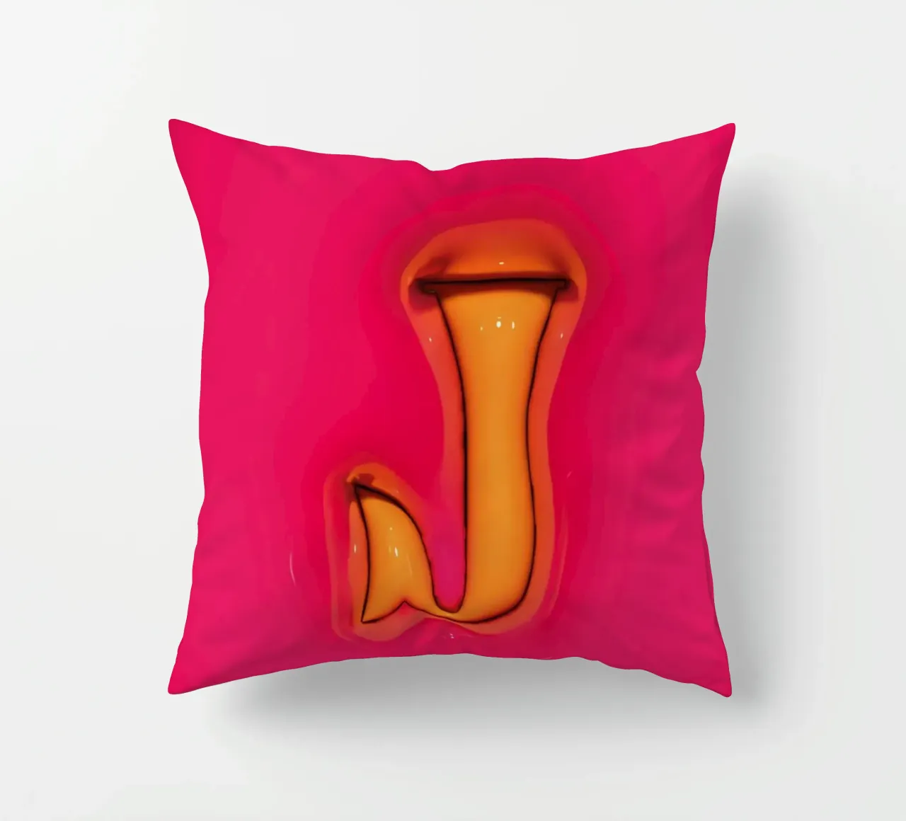 Bubblegum Inflate Initials J Pink decorative cushion by Malou-Studio