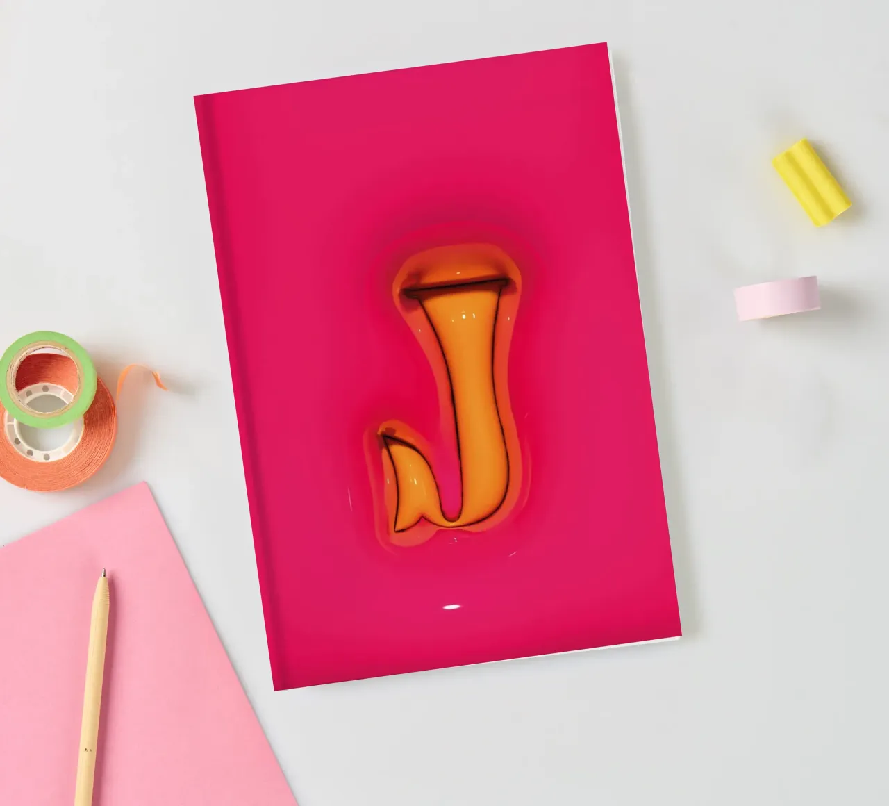Bubblegum Inflate Initials J Pink notebook by Malou-Studio