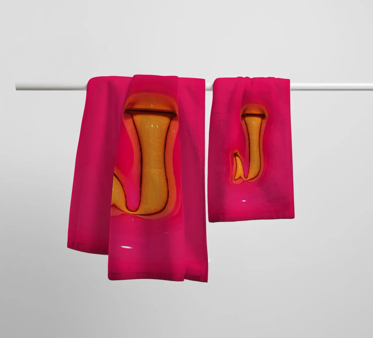 Bubblegum Inflate Initials J Pink towel by Malou-Studio