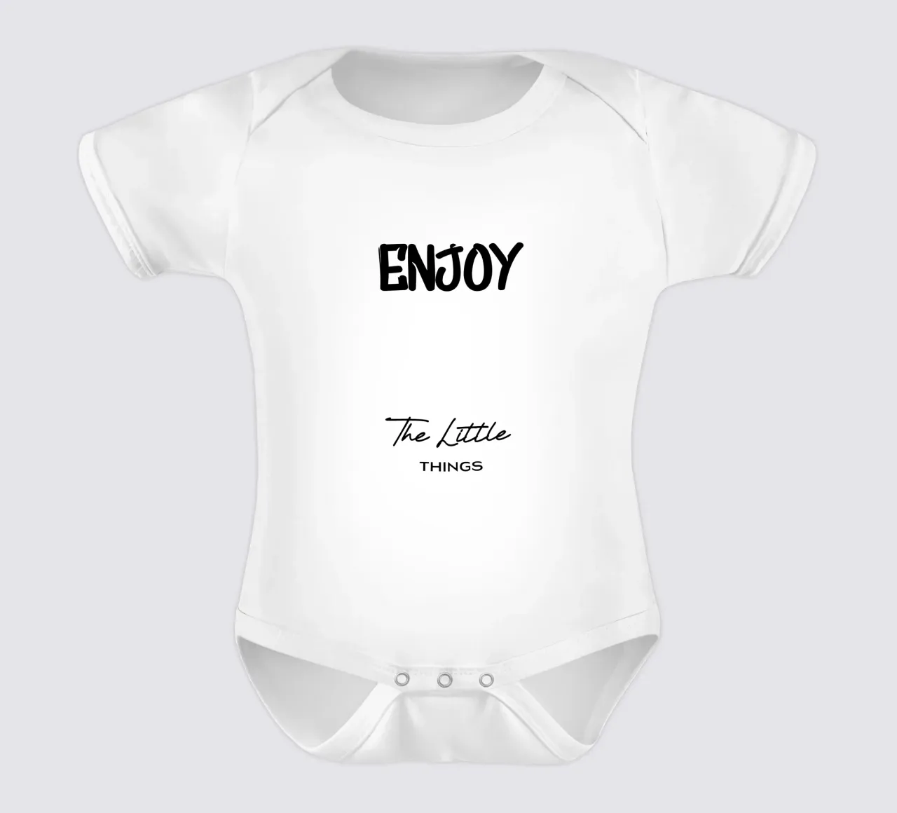 Enjoy The Little Things Modern Minimalist Typography short-sleeve baby romper by YV TYPOGRAPHY