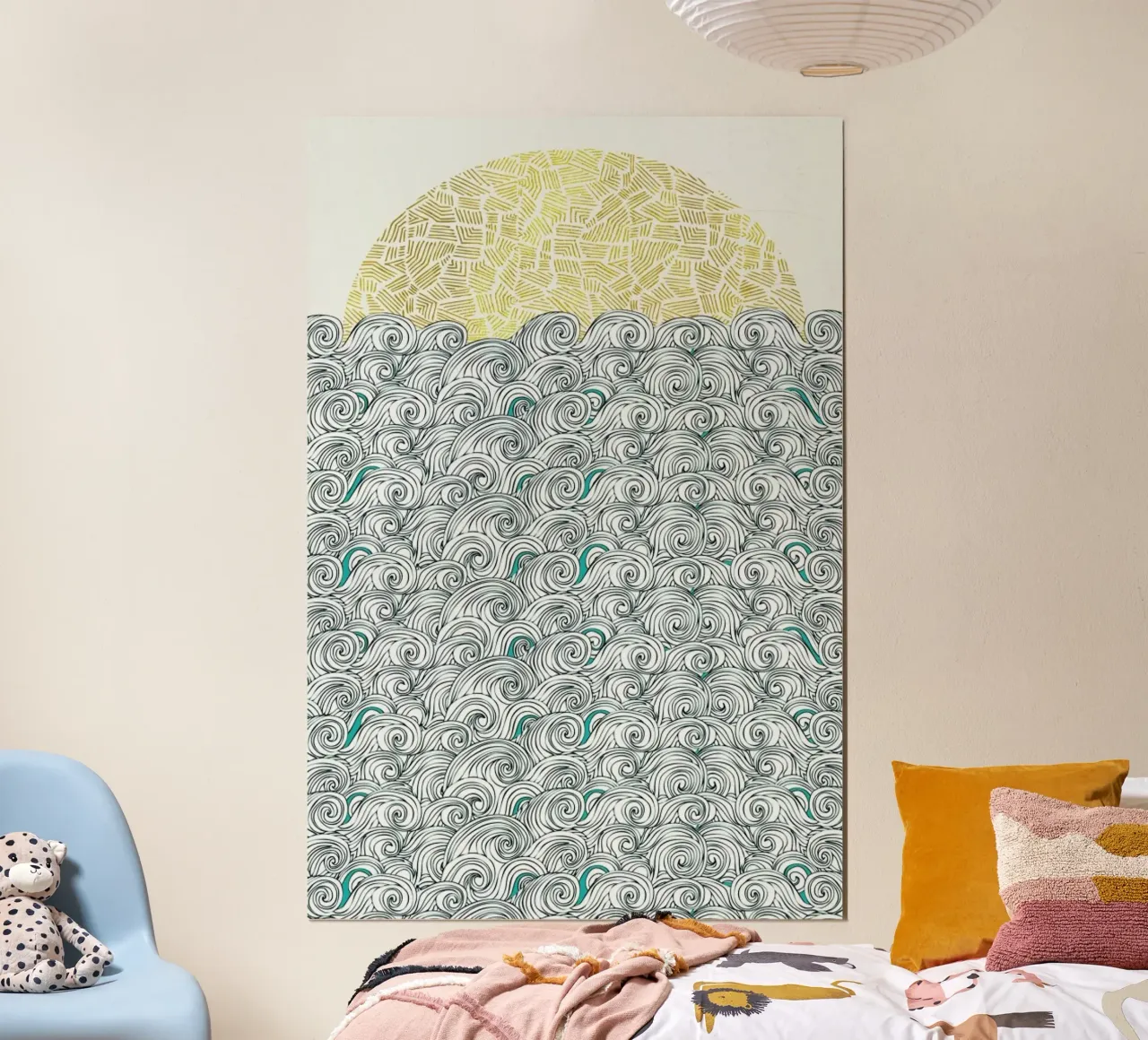 Sunny Tribal Seas poster con telaio in alluminio da Pom Graphic Design