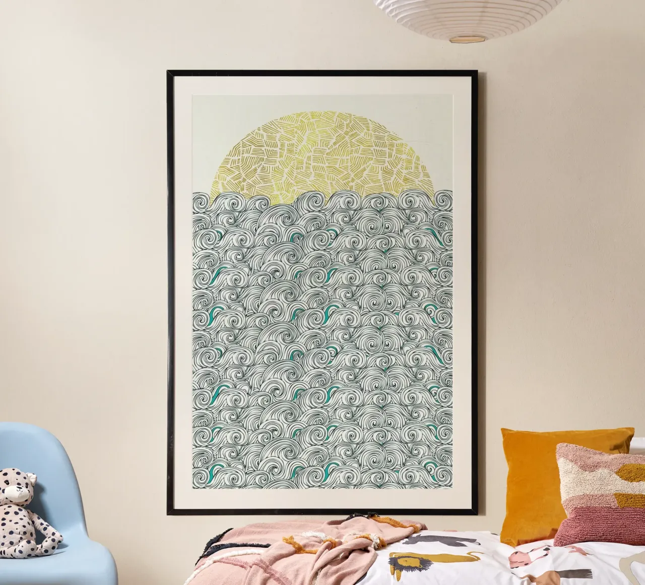 Sunny Tribal Seas poster con telaio in alluminio da Pom Graphic Design