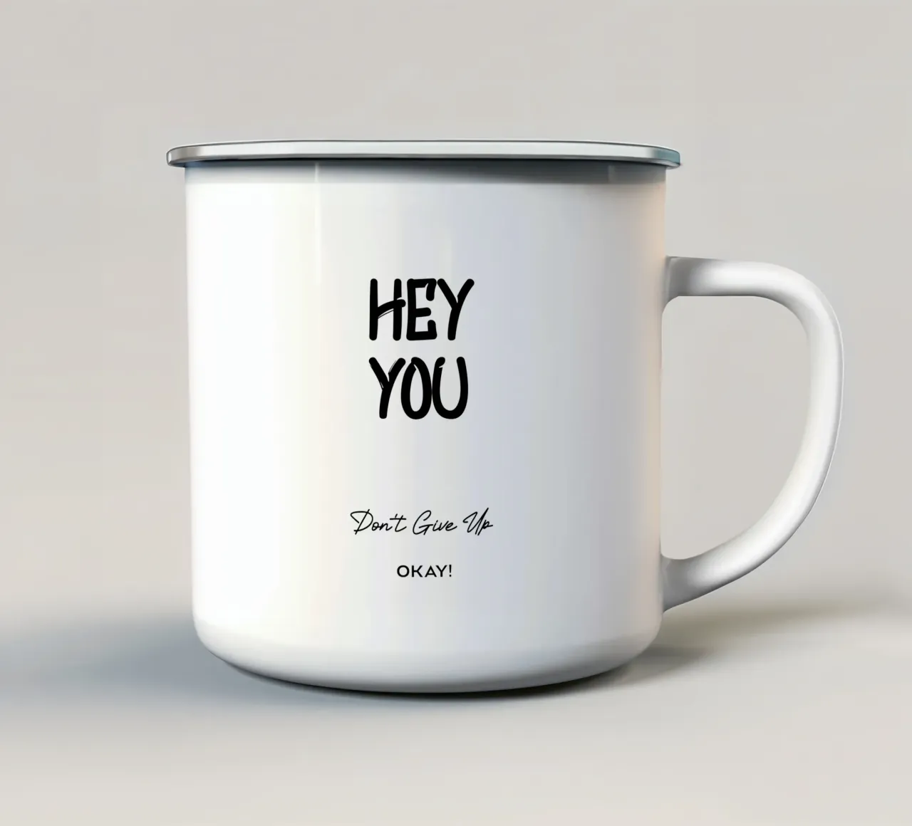 Ehi tu non mollare Ok Tipografia minimalista tazza in smalto da YV TYPOGRAPHY