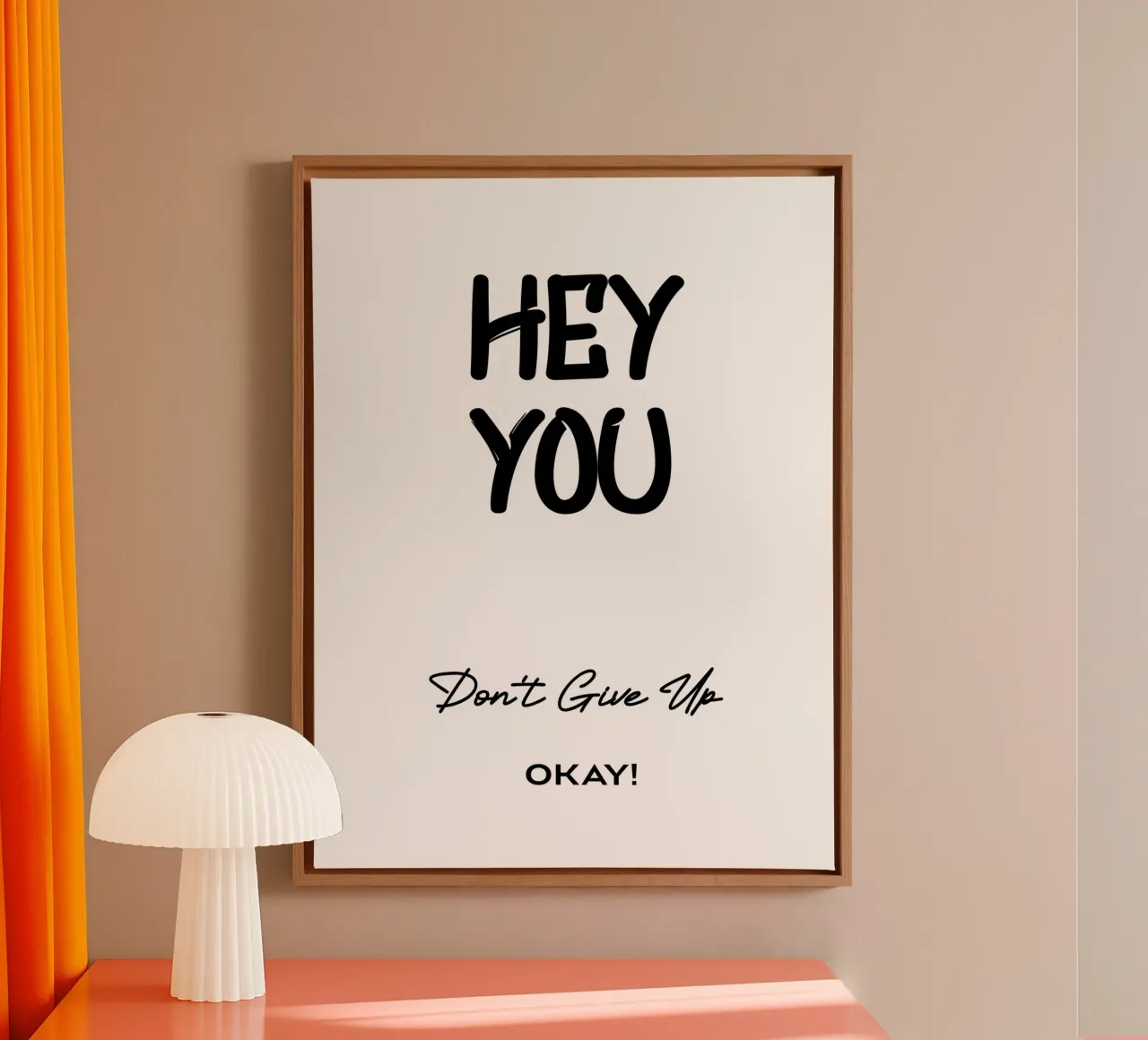 Hey You Don't Give Up Okay Minimalist Typography canvas by YV TYPOGRAPHY